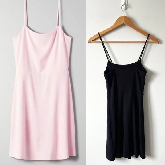 Aritzia Wilfred Free Addy Ribbed Knit Skinny Strap Mini Dress Black Sz Small - Picture 1 of 6